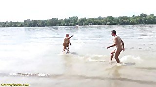 bbw Step mom loves stepson on public beach