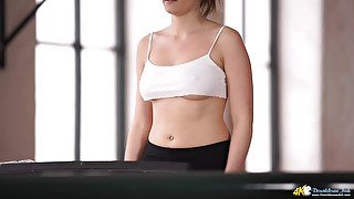 Charlie Rose in Braless Workout - DownblouseJerk