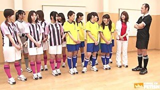 Japanese female team listen and take a lesson from their coach