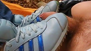 Shoejob with adidas country sneakers and cum