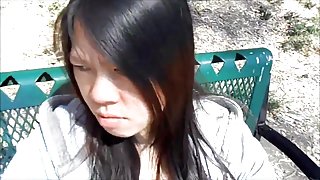 Awsome Amateur Asian Teen Swallows in the park