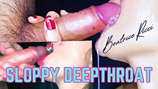 Well trained slut showing her skills! Amazing sloppy deepthroat. Cum swallow