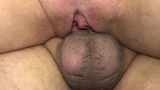 Husband eats up his wife’s creampie filled pussy after he goes balls deep. Feeding him every cumdrop