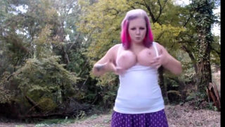 Busty Blonde Outdoor Masturbation