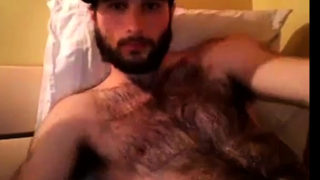 Hairy chest covered in cum