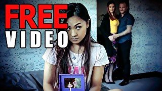 FamilyStrokes - Asian Babe Elle Voneva Takes Stepdads Cock From Behind While Licking Stepmoms Holes