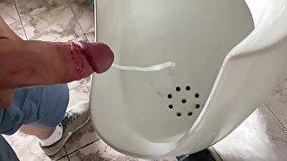 Quick jerk off and cum in public office toilet 4k