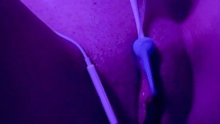 ASMR Close Up Spit Wet Pussy Gushing Sounds With Hyphy SHHH Can't Hold It! Clit vibe Quivering