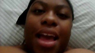 BBW ebony with huge juggs films herself