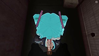 3D hentai POV Hatsune Miku sucks your cock hard until you cum