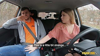 Quickie fucking in the car with a driving instructor and Lucy Heart