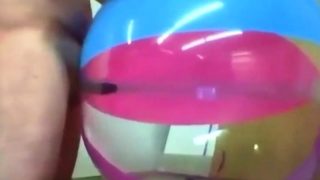 Big inflatable beach ball fuck cum inside