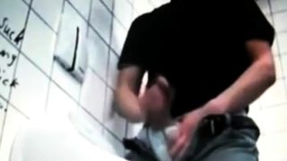 azeri Jerking huge cock at public toilet