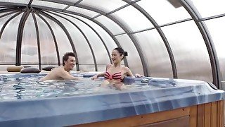 OLD4K Old guy tenderly fucks sexy brunette after relax in the jacuzzi