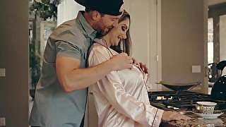 Passionate sex of busty MILF and young stallion