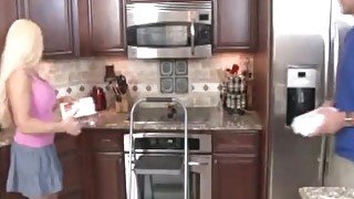 Blonde Milf Jerking In The Kitchen