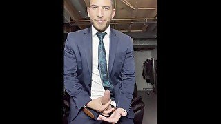 Christian Styles Jerking A Huge Load In Suit