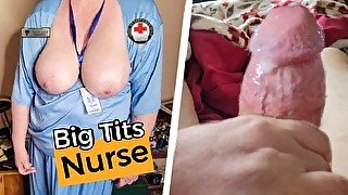 Busty BBW Nurse Jerks Off Patient Till He Explodes Cum!!