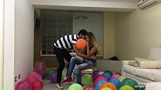 Sexy Teen makes 10 Challenges with Balloons