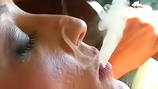 Impressive beauty smokes and teases