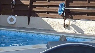 Naughty chick fucked by the pool!