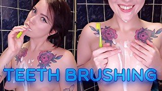 Topless teeth brushing