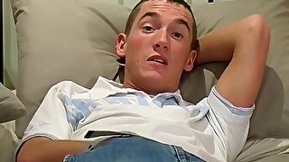 Horny hunk moan during hot masturbation