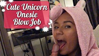 Daddy's Little Princess Gives Cum Licking BJ in a Cute Little Pink Onesie!