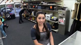 Coed posed on camera and fucked at the pawnshop for cash