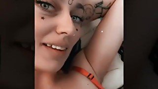 Bentley Rose fingers her pussy while blowing clouds and enjoying anal ass plug