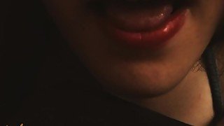 Hot Girl With Glasses & Lipstick - Blowjob and Cum on Boobs - SquirtyLove