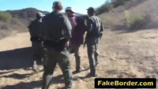 Doggy style position pounding with brunette slut and border agent!