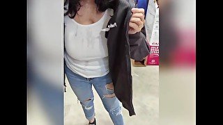 Another blowjob in public store with a facial and cum walk!!