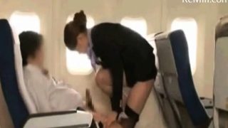 Asian Japanese flight service blowjob and fuck for her fault