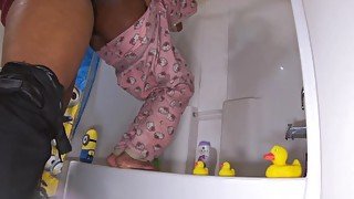 HD Sheisnovember Standing Doggystyle, I Snuck In On My Ebony StepDaughter Peeing, Yanked Her Off The Toilet Fucking Her