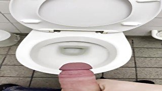 jerk and cum in the work toilet