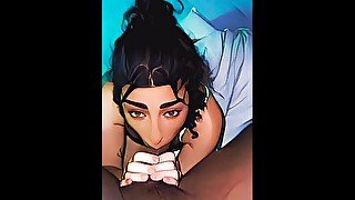 Anime Submissive Amateur Beauty giving handjob & blowjob on the first date POV