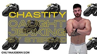 Chastity humiliation - caught jerking off by stepdad