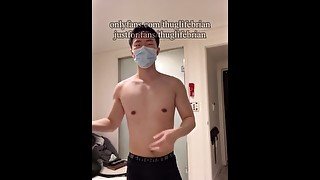 Korean hunk striping his all clothes