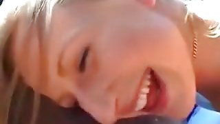 German girl giving head in a car