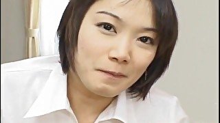 Ruri Anno in white shirt sucks hard penis